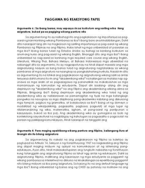 Filipino Reaksyong Papel ( Reaction Paper) .